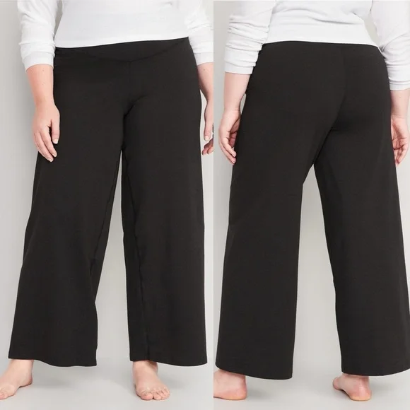 Old Navy Extra High Rise Wide Leg Go Dry Black Leggings Womens Size 3X Pants - Picture 3 of 14